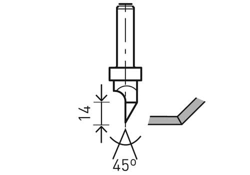 Gipskartonio freza HW S8 D12,5/45°