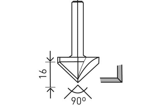 Gipskartonio freza HW S8 D32/90°